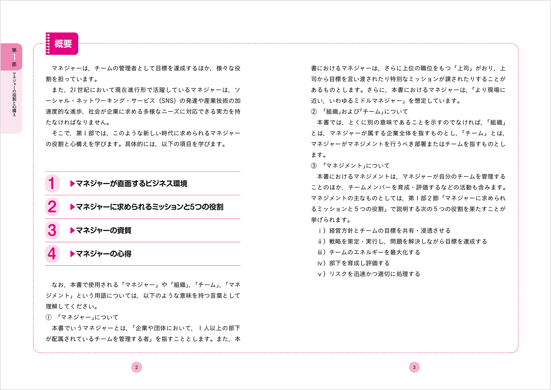 2〜3ページ：第1部 マネジャーの役割と心構え