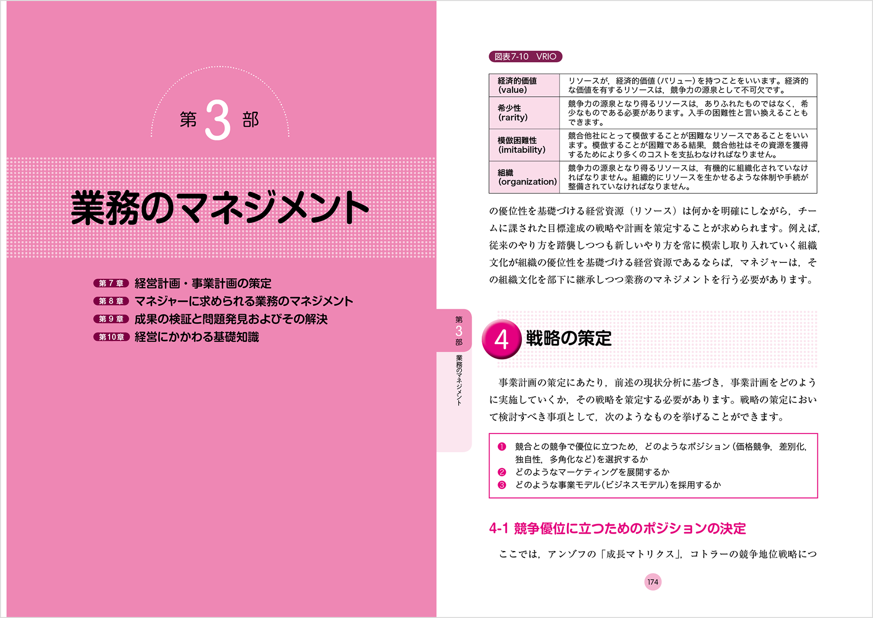 第3部 業務のマネジメント、174ページ：第3部 第7章 経営計画・事業計画の策定